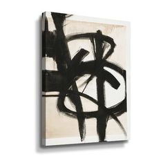 an abstract painting with black and white colors on a white background canvas print wall art