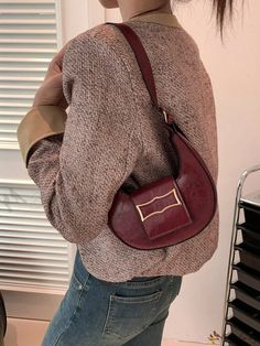 Bird in Bag - Stylish Burgundy Hobo Bag for Women with Elegant Metallic Decorations - Shoulder Bag Perfect for New Year and Gifting Coffee Colour, Bird In Bag, Bag Bag, Square Bag, Bag For Women, Shoulder Tote, Metal Decor, Hobo Bag, Girlfriend Gifts