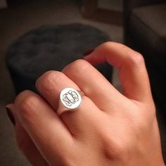 Signet Ring-Personalized Signet Ring-Monogram Ring-Gold Signet | Etsy White Monogram Ring For Anniversary, White Engraved Initial Ring, White Engraved Initials Promise Ring, White Personalized Signet Ring, Personalized White Signet Ring, Open Ring With Monogram, Monogram Ring Gold, Custom Signet Ring, Cary Nc