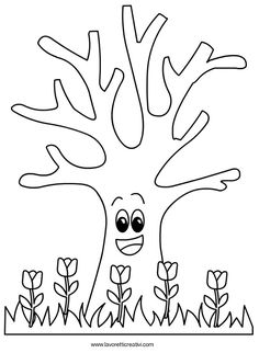 a cartoon tree with eyes and leaves