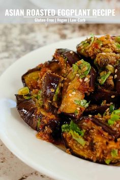 This asian roasted eggplant recipe is so easy and makes an amazing dish. In just a few steps you have a delicious dinner ready to serve with rice. Top the spicy, stir-fried slices with grilled tofu or eggs to your taste. This easy and healthy oven roasted eggplant is made with a simple dressing that includes vinegar, sesame oil, soy sauce and wasabi (or ginger). #Asianeggplantrecipe #roastedeggplant #spicyeggplant Asian Eggplant Recipes, Eggplant Recipes Asian, Asian Eggplant, Chinese Eggplant Recipes, Eggplant Recipes Healthy, Roasted Eggplant Recipes, Oven Roasted Eggplant, Chinese Eggplant, Spicy Eggplant