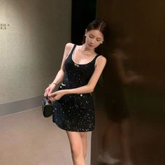 Heavy Sequin Sexy Strap Dresses Spring New Slim Fit Bodycon Dress for Women Y2k Fairycore Sleeveless Black Vestidos Mujer Fitted Bodycon Dress, Y2k Fairycore, Sleeveless Skirt, Strap Dresses, Dresses Spring, Women Y2k, Sling Dress, Strap Dress, Spaghetti Strap Dresses