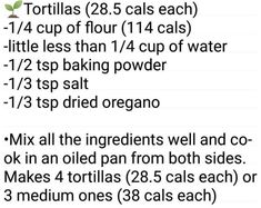 the ingredients for tortillas are shown on a notepad, with text above it