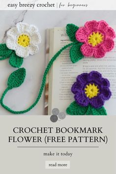 crochet bookmark flower free pattern with instructions to make it easy and fun