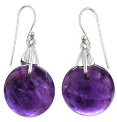 The minimalist design of these earrings highlights the lilac beauty of amethyst gem of spirituality. From Alok Jain the spherical gems are worn on sterling silver hooks. .925 Sterling silver Sphere Earrings, Amethyst Sphere, Earrings Moon, Purple Pearl, Amethyst Gem, Sterling Silver Dangle Earrings, Artisan Jewelry, Jewelry Gifts, Dangle Earrings