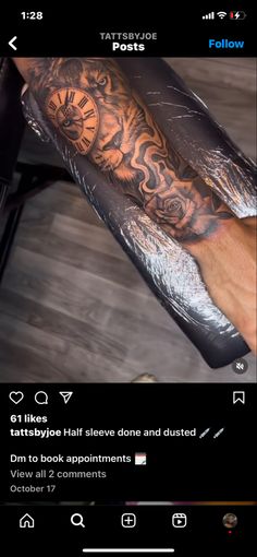 a person has tattoos on their arm and leg