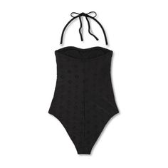 Add a versatile piece to your swim wardrobe with this Eyelet Bandeau High-Leg Cheeky One-Piece Swimsuit from Shade & Shore™. Made from nylon tricot fabric with spandex and full lining, this one-piece swimsuit features allover floral eyelet details for a chic touch of texture. Designed with a high-leg, cheeky cut. Shade & Shore™: Made for the sun & fit for fun. Strapless Beachwear Bodysuit For Beach, Summer Strapless Bodysuit For Beach, Fitted Halter Neck Bodysuit For Beachwear, Strapless Nylon Swimwear For Summer, Strapless Fitted Bodysuit For Pool, Fitted Strapless Bodysuit For Pool, Summer Bandeau Bodysuit For Beachwear, Bandeau Bodysuit For Swimming In Beachwear Style, Bandeau Bodysuit For Swimming Beachwear