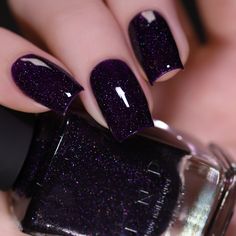 Purple Nail Polish Colors Shades, Dark Sparkly Nails, Dark Brown Nail Polish, Dark Plum Nails, Dark Fall Nails, Dark Purple Nail Polish, Eerie Forest, Ilnp Nail Polish, Dark Purple Nails