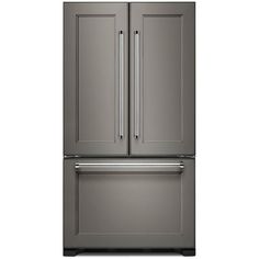 a stainless steel refrigerator freezer with two doors