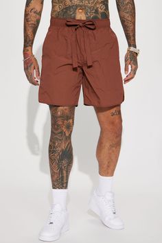 Model Height: 6'4 - Waist Size: 34 - Wearing Large Big & Tall: Height 6'5 - Waist Size: 42 - Wearing XXXL Available In Brown. Non Stretch Elastic Waistband Drawstring Side Hand Pockets Back Pocket Pair With "Batter Up Nylon Short Sleeve Tee" 100% Nylon Imported | Mens Batter Up Crinkle Nylon Volley Shorts in Brown size Medium by Fashion Nova Service Women, Popular Outfits, Brown Fashion, Everyday Essentials Products, Fashion Nova, Clothes For Sale, Short Sleeve Tee, Clothes For Women, How To Wear