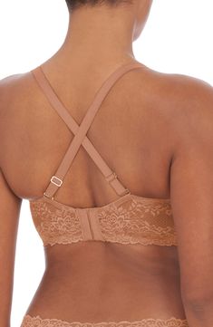 Sheer floral lace with scalloped edges creates a beautiful neckline in this strategically seamed balconette bra with straps that convert to expand your options. Partially lined Movable straps convert to X-back 85% nylon, 15% Lycra® spandex Hand wash, line dry Imported Fitted Strapless Bra With Lace Trim, Sweetheart Neckline Bra With Lace Closure, Fitted Balconette Bra With Lace Trim, Lace Bra With Sweetheart Neckline And Lace Trim, Lace Bra With Adjustable Straps For Wedding, Fitted Lace Balconette Bra, Fitted Bra With Lace Closure And Sweetheart Neckline, Lace Wedding Bra With Adjustable Straps, Wedding Lace Bra With Adjustable Straps