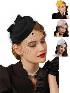 Fascinator Hats For Women 20s 50s Vintage Pillbox Hat Kentucky Derby Fascinators Flower Veil Wedding Tea Party Hat Bow Black,Pink,White,Yellow Elegant,Vintage,Party   Polyamide    All Wedding & Event, size features are:Bust: ,Length: ,Sleeve Length: Afternoon Tea Dress, Hair Styles With Hats, Dress Code Ideas, Kentucky Derby Wedding, Drag Show, Wedding Birdcage, Women Looks, Tea Hats, Kentucky Derby Fascinator