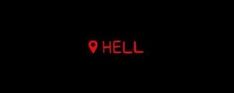 the word hell written in red on a black background