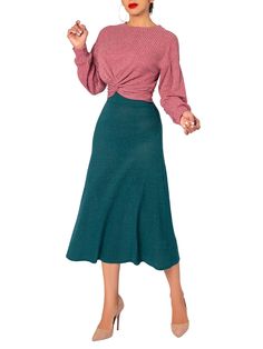 "Laverne" Hunter Green A-Line Skirt – FKSP Forest Green Skirt, Green Skirt Outfits, A Line Skirt Outfits, Cross Top, Orange Shirt, Green Outfit, Midi Skirts, Signature Look, Hand In Hand