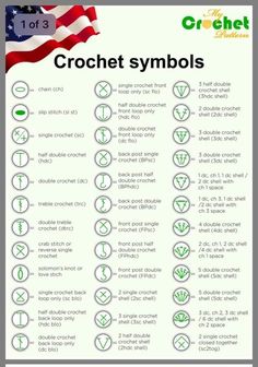 an american flag and symbols for crochet symbols