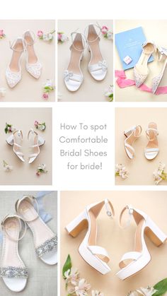 several pictures of different types of shoes with flowers on the bottom, and one is white