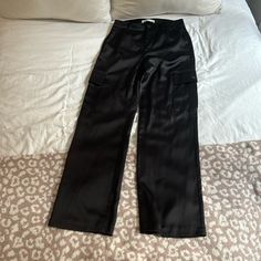 Never Worn Before, Too Late To Return. They Are A Bit Big On Me Chic Straight Cargo Pants For Night Out, Black Cargo Trousers For Night Out, Black Cargo Pants For Workwear, Chic Fitted Black Cargo Pants, Chic Black Fitted Cargo Pants, Chic Straight Leg Cargo Pants For Night Out, Black Cargo Pants For Workwear With Straight Leg, Black Straight Leg Cargo Pants For Night Out, Chic Black Cargo Pants For Work