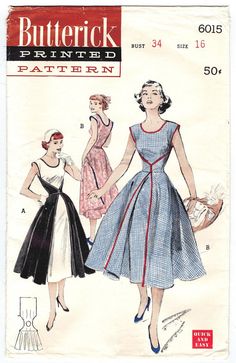 an old sewing book with two women in dresses and one is wearing a dress from the 1950's