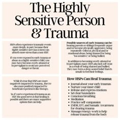 The Highly Sensitive Person, Psychology Notes, Better Mental Health, Mental Health Facts, Sensitive Person, Highly Sensitive People, Inner Child Healing, Highly Sensitive Person