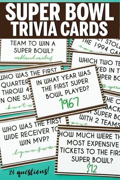 super bowl trivia cards with the numbers in them