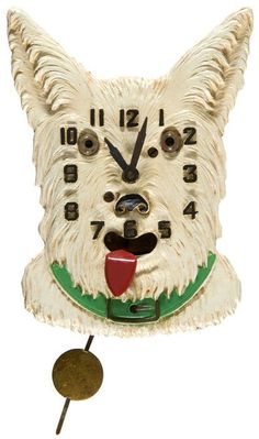 a clock with a dog's face on it