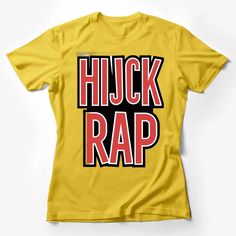 Bold Red and Black HJCK RAP Graphic T-Shirt, Unisex Hip Hop Shirt, Street Style Tee Female T-Shirt Custom graphic T-Shirt.Customize your color Red Hip Hop T-shirt With Graphic Design, Yellow Graphic Print Hip Hop Top, Yellow Hip Hop Top With Graphic Print, Red Hip Hop T-shirt With Screen Print, Red Short Sleeve Hip Hop Top, Hip Hop Crew Neck Top With Screen Print, Red Hip Hop Top With Logo Print, Pre-shrunk Red Hip Hop T-shirt, Red Band Merch Top With Text Print