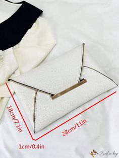 BirdinBag - Medium Glam Envelope Bag: Sequin Decor for Sophisticated Parties White Evening Bag With Fold Over Clasp, Elegant White Bag With Fold Over Clasp, Elegant White Flap Bag, Elegant Party Flap Bag With Removable Pouch, Party Envelope Bag With Magnetic Closure, Envelope Bag For Party, Elegant Satchel Flap Bag For Party, Elegant Party Satchel Flap Bag, Elegant Party Flap Bag Satchel