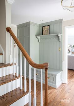 the stairs in this house are painted gray