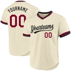 Custom Cream Maroon-Black Authentic Throwback Baseball Jersey Team-colored Baseball Jersey With Name Print, Customizable Cotton Baseball Jersey For Fans, Baseball Jersey With Name Print And Team Spirit, Team Spirit Baseball Jersey With Name Print, Customizable Jersey With Baseball Collar For Fans, Customizable Cotton Baseball Jersey For Team Events, Customizable Team-colored Cotton Baseball Jersey, Customizable Collegiate Jersey For Baseball Season, Baseball Jersey With Team Name For Team Events