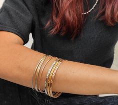 bangle braceletsilver braceletevery day braceletsilver cuff braceletcuff braceletwide cuff braceletgold bracelet cuffgold braceletgifts for hervintage banglesrose gold braceletrose gold bangledainty bracele Dainty bangle bracelet! This handmade bracelet is an elegant piece. Its made from stainless steel and you can pick between 24k gold plated, 925 silver plated or Rose gold plated! You can wear it every day, the most important is that is anti allergic and nickel free! The listing is for ONE sin Stackable Metal Bangle For Gift, Dainty Bangle Cuff Bracelet For Everyday, Dainty Everyday Cuff Bangle Bracelet, Dainty Everyday Cuff Bangle, Trendy Stackable Bangle Jewelry, Trendy Stackable Cuff Bangle Bracelet, Nickel Free Everyday Bangle, Dainty Stackable Cuff Bangle Bracelet, Nickel-free Dainty Bangle Jewelry