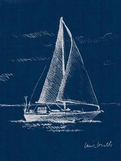 a drawing of a sailboat in the ocean