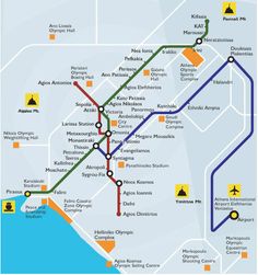 a subway map with all the stops and directions for people to go on or off