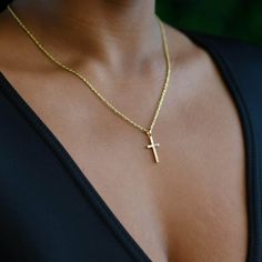 Womens 10K Small Gold Cross Small Gold Cross Pendant, Gold Cross Necklace For Women, Cross Pendant Necklace Woman, Cross Necklace Women, Jewelry Staples, Cross Chain, Indian Jewellery Design Earrings, Gold Cross Necklace, Gold Cross Pendant