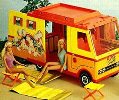 an advertisement for barbie's ice cream truck