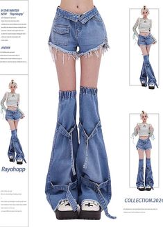 Jeans With Shoelace Belt, Denim Dress Y2k, Flare Pants Drawing, Pant Ideas For Women, Flared Legwarmers, How To Draw Leg Warmers, Kpop Aesthetic Outfits, Cute Outfits Pants, Shorts And Leg Warmers