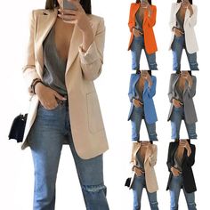 Description: 100% Brand New and high quality. Women's fashion lapel slim suit jacket,fashion style,version tailored stereo. Temperament commuting style,suitable for office workers to wear,very versatile,professional women's wardrobe essential. Features: Material:Polyester Color:black,white,blue,apricot,orange,grey Size:S,M,L,XL,XXL,3XL,4XL,5XL (1 inch =25.4mm or 1mm = 0.0393 inch) Package Includes: 1pcs Women Coat Notice: 1. Please allow 2-3% error due to manual measurement. Please make sure you Slim Cardigan, Slim Fit Coat, Fashion Formal, Work Blazer, Ladies Blazer, Slim Suit, Loose Coats, Tops Fashion, Long Blazer