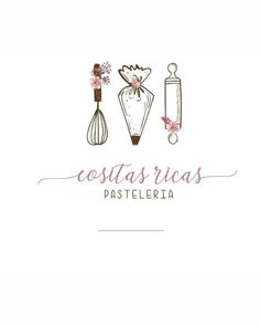 the logo for costas ricas pasteleria is shown in pink and white