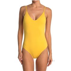 Becca Scoop Neck One-Piece Swimsuit With Moderate Bum Coverage Original Retail: $128 Size: Medium Color: Sunflower Slip Into Style With This Scoop Neck One-Piece Swimsuit With A Flirty Tie Back Closure. 83% Nylon, 17% Spandex Hand Wash Imported Model Stats: 5'11" Height; 32" Bust; 25" Waist; 35" Hips. Model Is Wearing Size S. New With Tags Sku# 1530 Chic Seamless Bodysuit For The Pool, Summer Yellow One-piece With Lined Body, Yellow Summer One-piece With Lined Body, Summer-style Yellow One-piece With Lined Body, Yellow Lined Summer One Piece, Chic Spring Swimming Bodysuit, Spring One-piece Lined Swimwear, Chic Bodysuit For Swimming In Spring, Spaghetti Strap Bodysuit For The Beach