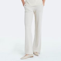 Our Favorite Wide-Leg Pant. Flattering On All Bodies And Perfect For Every Occasion, These Bottoms Look Great With Heels In Case You Have Post-Nap Plans. And Yes, It Has Pockets. - Wide Leg - Elastic Waistband - Side Pockets Off White Cotton Pants For Work, Chic Relaxed Fit Cream Pants, Neutral Cotton Loungewear Pants, Elegant Beige Pants For Loungewear, Relaxed Fit Off White Bottoms For Loungewear, Chic Cream Bottoms With Relaxed Fit, Casual Cream Linen Pants, Cream Stretch Straight Leg Pants, Elegant Cream Wide Leg Lounge Pants