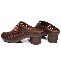 If you are looking for retro-style slippers to boost your stylish look, then there isn't a better option than these square-heel slippers. Instantly adding style and fun to your look, these women's slippers feature a hollow-out pattern. The intriguing solid color finish will lend effortless style to your look. Perfect for summer casual wear.

Specifications
Brand Name: GeraldBlack
Heel Height: Med (3cm-5cm)
Shoes Type: Slides
Upper Material: GENUINE LEATHER
Upper-Genuine Leather Type: Cow Leather Slippers For Women, Heel Slippers, Women's Slippers, Auburn, Womens Slippers, Types Of Shoes, Cow Leather, Summer Casual, Retro Style