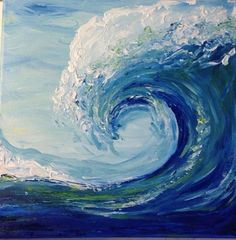 an oil painting of a wave in the ocean