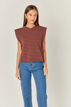 This Stripe Sleeveless T-shirt is perfect to pair with any outfit. It features a round neckline regular fit and stripe fabric. The sleeveless design of the T-shirt makes it an ideal choice for the stylish summer look. This t-shirt is sure to make for a great addition to any wardrobe. Look stylish and stay comfy all day in this sleek top. Grab yours today and make a statement. Round neckline Sleeveless Regular fit Stripe fabric Hand wash cold Do not bleach Do not tumble dry Iron low Shell: 95% Co Casual Sleeveless Top With Vertical Stripes, Sleeveless Cotton Tops With Vertical Stripes, Casual Sleeveless Tank Top With Vertical Stripes, Trendy Striped Cotton Tank Top, Casual Sleeveless Striped Tank Top, Striped Cotton Tank Top, Casual Sleeveless Vertical Stripes Tank Top, Sporty Short Sleeve T-shirt With Side Stripes, Summer Short Sleeve T-shirt With Signature Stripes