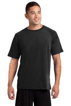 Sport-Tek ® Ultimate Performance Crew. ST700 - BLACK - XS | Sport-Tek Ultimate Performance Crew T-Shirt in Black Size XS | Polyester/Spandex Blend Screen Printing Process, Work Wear Women, Athletic Fits, Zip Sweatshirt, Crew Neck Tee, Raglan Sleeve, Workout Shirts, Vest Jacket, Polyester Spandex