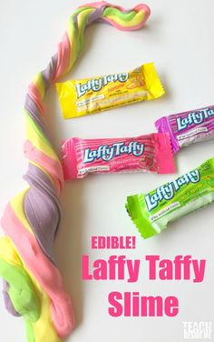 edible laffy taffy slime candy bars on a white background