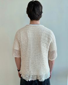 A modern men's crochet t-shirt with a comfortable fit that's great for all seasons and occasions. The pattern is written in US crochet terminology. The printable PDF includes details of materials, abbreviations, gauge/sizing when applicable, and detailed instructions for crochet and assembly. PDF is in English only. Male Crochet Top, Crochet Shirt For Men Pattern, Mens Crochet Shirt Pattern, Crochet Men’s Top, Men’s Shirt Crochet Pattern, Crochet T Shirts, Davao, Stylish Mens Outfits, Modern Man