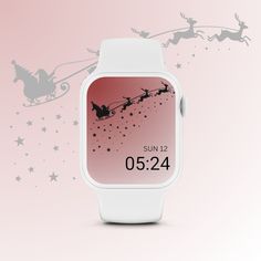 Christmas Apple Watch Face, Wallpaper Red And Black, Apple Watch Screen, Winter Watch, Red And Black Background, Apple Watch Face, Santa Claus Reindeer, Wallpaper Red, Watch Wallpaper