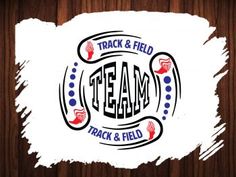 the logo for track & field team and field on a piece of white paper that says track and field