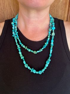 26" length.  authentic turquoise and hand-strung.  Finished off with sterling silver. Southwestern Single Strand Turquoise Necklace, Turquoise Single Strand Necklace In Amazonite, Turquoise Amazonite Single Strand Necklace, Southwestern Style Large Beads Turquoise Necklace, Bohemian Single Strand Turquoise Necklace, Hand-strung Turquoise Amazonite Beaded Necklaces, Southwestern Turquoise Beaded Necklace For Healing, Hand-strung Turquoise Amazonite Beaded Necklace, Hand-strung Turquoise Necklace For Beach