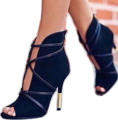 Sepatu Pump, Open Toe Ankle Boots, Hak Tinggi, High Heels Classy, Womens Black Booties, Heels Classy, Combat Boot, High Heel Boots Ankle, Casual Heels