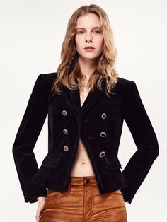 SHRUNKEN VELVET BLAZER BLACK